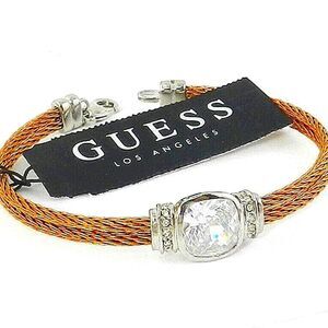 Womens GUESS Cubic Zirconia Cable Bracelet